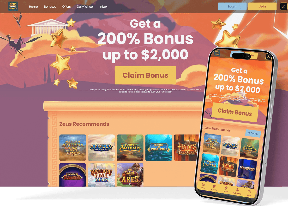 Zeus Bingo CA screenshot